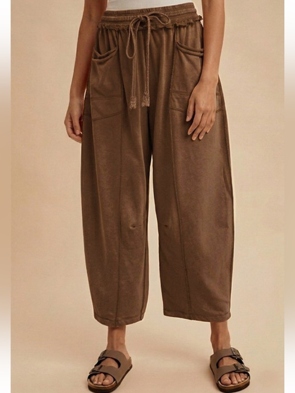 310 ❤️ chocolate MINERAL WASH BARREL FIT UTILITY KNIT
PANTS